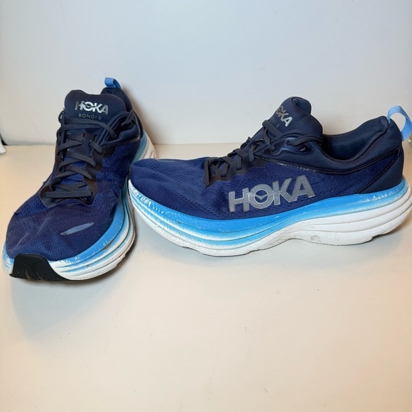 Hoka One One Other - Hoka One One Bondi 8 Men's Navy and Sky Blue Athletic Shoes Size 11 2E